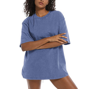 Custom Made Product Women Ringer Acid Wash T Shirt Breathable High Quality Cotton Blended Material Regular Length Distress Tee - Product Image 3