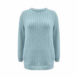 Pull-over décontracté pour femme en coton épais 100% col roulé tricoté côtelé anti-froissement OEM rose tricoté à l'ordinateur - Product Image 1