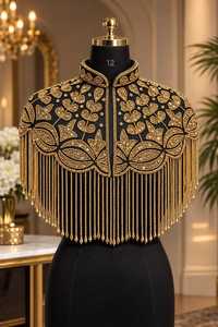 Adult Polyester Beading Cape Floral Embroidery Decorative <b>Wrap</b> <b>Wedding</b> Party Wear COTTON COUTURE Brand From Uttar Pradesh - Product Image 6