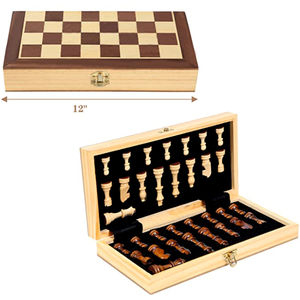 Jeu d'échecs en bois magnétique fait main sur mesure, échiquier de voyage pliable de luxe, pièces d'échecs en bois sculptées, jeu d'échecs - Product Image 5