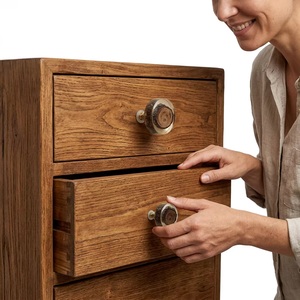 Modern Round Wooden <b>Cabinet</b> Knob with Brass Screw Eco-Friendly Multi-Function <b>Kitchen</b> Bedroom & Bathroom Furniture Pull - Product Image 2