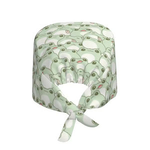 Cute Frog Cartoon Animal Medical <b>Scrub</b> <b>Cap</b> Adjustable Tie Back Surgical Nurse Hat Cotton Needle Detection Healthcare Headwear - Product Image 2