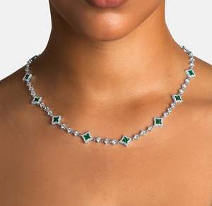 UrbanVrit Luxury Women's 925 <b>Silver</b> Brilliant Cut Zircon Tennis Chain Hiphop 22k Gold Plated <b>Choker</b> Necklace Wedding Gift - Product Image 2