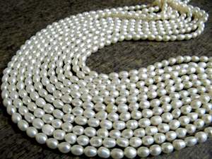 Cadena de Perlas de Arroz, Perlas de Agua Dulce Blancas de 5x7mm, para Joyería, 15 Pulgadas - Product Image 3