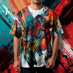 เสื้อยืดโอเวอร์ไซส์ลายพรางทรงหลวมเสื้อยืดสตรีทแวร์ลำลองทำจากผ้าฝ้ายออกแบบได้ตามต้องการ - Product Image 1