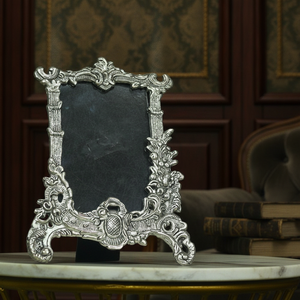 Handmade Eco-Friendly Antique <b>Metal</b> <b>Photo</b> <b>Frame</b> Vintage Baroque Embossed Rectangle Tabletop Decorative Stand Home Decor Gift - Product Image 3