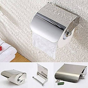 Portarrollos de Papel Higiénico de Acero Inoxidable con Tapa, Soporte de Pared para Rollo de Papel Higiénico para Baño - Product Image 1