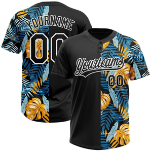 Vêtements de sport en gros personnalisés respirants grandes tailles 100 % polyester style feuilles tropicales 3D vert doré authentique jungle Hawaï - Product Image 2