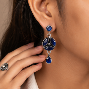 Wholesale Oxidized <b>Silver</b> Multi Stone <b>Drop</b> <b>Earrings</b> for Women Party Jewelry Bulk Supplier Indian Manufacturer Bohemian Style - Product Image 6