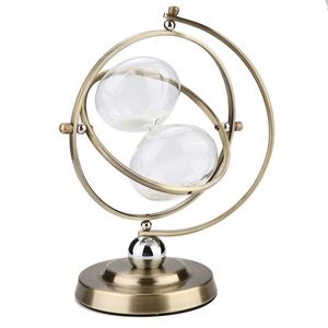 Sablier antique en métal avec cadre globe, minuterie rotative à 360°, horloge à sable en verre, ornement de bureau de luxe, articles cadeaux - Product Image 1