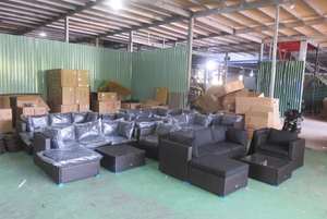 Modern New Design 6Pcs <b>Sofa</b> Glass Top Single Chair Custom Colors <b>Outdoor</b> <b>Wicker</b> Garden Furniture Restaurants High Quality Set - Product Image 4