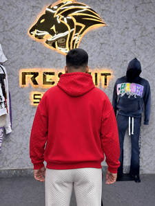 Sudadera con Capucha Roja Extra Grande para Hombre, con Estampado, Estilo Hip Hop, Tejido de Algodón, para Otoño - Product Image 2