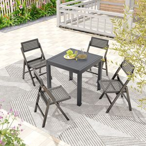Table de salle à manger extensible pour patio, plateau pour 4 à 6 personnes, aluminium robuste, antirouille, transition rapide et design stable - Product Image 3