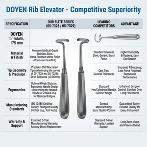 Doyen Rib Raspatory for Adult, 175 mm – Stainless Steel Thoracic <b>Surgical</b> <b>Instrument</b> - Product Image 4