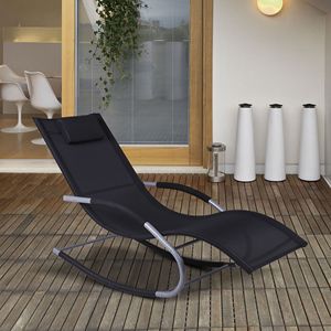 Black <b>Zero</b> <b>Gravity</b> Rocker with Detachable Pillow Ultimate Relaxation Garden <b>Chair</b> - Product Image 2