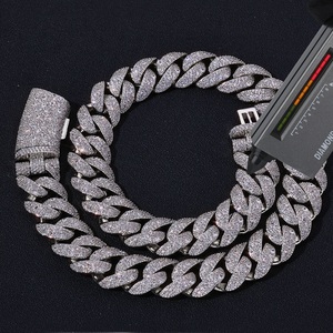 Collier chaîne cubaine en diamant de laboratoire, argent 925, léger, diamant certifié, chaîne gourmette sertie de diamants, bijoux de luxe pour homme - Product Image 1