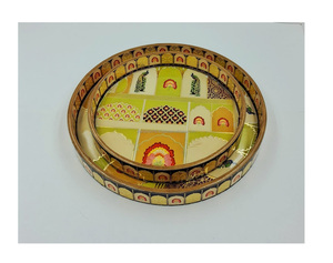 Bandeja de madera versátil con diseño de impresión geométrica para organización y servicio en el hogar - Product Image 6