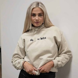 Alpha |   Sweat à capuche oversize Delta noir pour femme, manches longues, imprimé sur le devant, unisexe, pour l'automne - Product Image 5