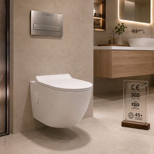 WC suspendu sans bride monobloc avec réservoir encastré, chasse d'eau à siphon en S, design minimaliste, cuvette en céramique vitrifiée, écologique - Product Image 3