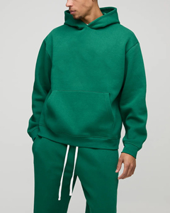 Conjunto Deportivo Verde con Capucha para Hombre, Pantalones Deportivos con Cordón, Estilo Casual para Otoño, Corte Regular, 100% Algodón, Color Sólido, Logotipo Frontal - Product Image 5
