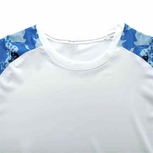 Chemise de pêche à manches longues pour homme, corps blanc, manches camouflage bleues, protection solaire UPF 50, séchage rapide, vêtements d'extérieur - Product Image 5