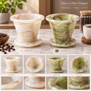 Mortier et pilon en onyx vert poli, artisanat naturel pour le café et la décoration intérieure - Product Image 2