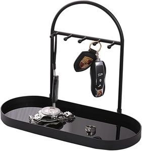 Metal Jewelry Organizer Stand & <b>Key</b> <b>Holder</b> Tray with Acrylic Base, <b>Key</b> Stand and Jewelry Tray with 5 Hooks Jewelry Stand - Product Image 2