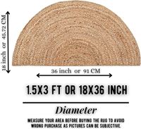 Tapis demi-cercle en jute de style moderne, écologiques, fabriqués à la machine, à motif floral, résistants aux taches et antidérapants pour salon