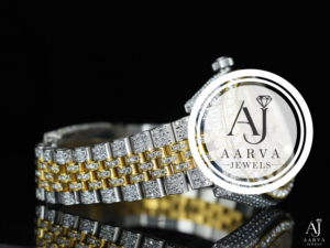 Diamond Inlay <b>Mechanical</b> <b>Watch</b> Stainless Steel Two-Tone Bracelet Sapphire Crystal Dial Jewelry Style Unisex Adult Daily Wear - Product Image 2