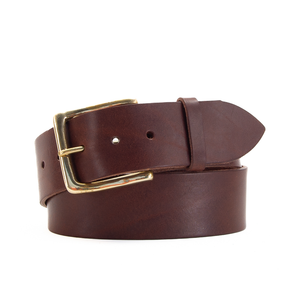 Ceinture décontractée pour homme en cuir de vachette avec boucle rectangulaire en cuivre, durable, couleur unie, pour usage quotidien - Product Image 1