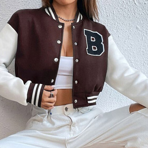 Chaqueta Varsity Corta Personalizada para Mujer, Chaqueta Bomber con Bordado Chenille de Béisbol, Chaqueta Letterman Streetwear con Logotipo Personalizado - Product Image 6