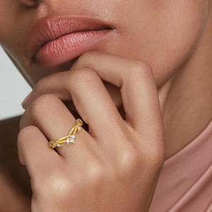 Anillo de Boda y Compromiso con Banda Floral Curva, con Diamantes Cultivados en Laboratorio, Oro 10K 14K 18K, Plata 925 935, Bañado en Rodio, Joyería Fina - Product Image 2