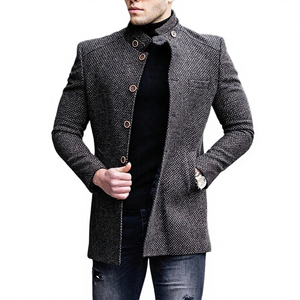 Nouvelle veste de moto décontractée pour homme à col montant et simple boutonnage, coupe-vent écologique avec doublure en fourrure, teinte unie, idéale pour l'automne - Product Image 3