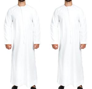 Vente en gros de Thobes blancs unis pour hommes, Abaya musulmane, Thobes Koweïtiennes, Jubbah pour hommes, Jubba musulmane, Thobe de Dubaï, respirant - Product Image 4
