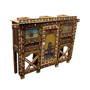 Boîte de rangement en bois sculpté oriental et design géométrique pour la décoration du salon - Product Image 6