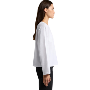 <b>Womens</b> O Neck Long Sleeve T Shirt Loose Fit Small Chest Print Clean <b>Back</b> Casual Wholesale Custom OEM Cotton Jersey Tee Shirt Top - Product Image 3