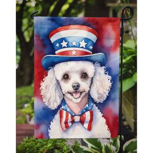 Drapeau de jardin américain patriotique multicolore Bannière de caniche blanc Boîte aux lettres décorative de jardin Artwork for Patio Flower Beds Garden Size - Product Image 3