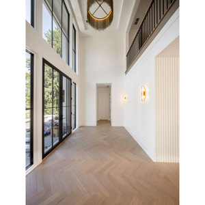Parquet en bois d'ingénierie à 2 couches en chêne blanc, motif chevrons, largeur 3,54 po, grège clair, sélection classique, brossé, avec revêtement UV - Product Image 6