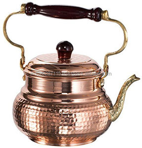 Tetera de cobre puro con gran capacidad y mango resistente al calor para estufa de cocina tradicional y decoración del hogar - Product Image 6