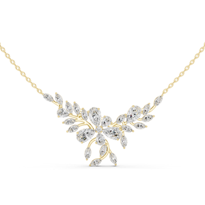 10K Yellow Gold Lab Grown Diamond Yellow Gold Marquise Diamond Floral Vine <b>Necklace</b> for Women Luxury <b>Statement</b> Bridal Jewelry - Product Image 1