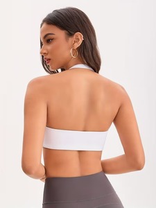 Backless High Support Sports Bra Women Front Logo Eco-Friendly Seamless Gym Wear Halterneck Exercise Clothing Private Label - Product Image 4