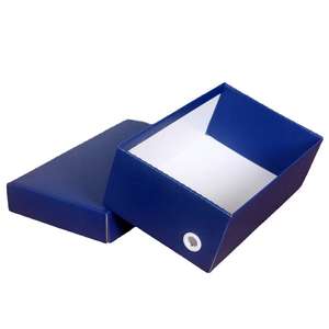 Boîte à chaussures pliable en carton ondulé kraft noir et blanc avec couvercle recyclable personnalisé et logo estampé à chaud - Product Image 5