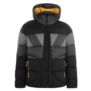 Men's Color Blocked <b>Quilted</b> Puffer Jacket With Detachable Hood Zipper Closure Windproof Thick <b>Winter</b> Casual Coat - Product Image 1