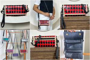 กระเป๋าสะพายพาดลำตัวสุดหรูของผู้หญิงกระเป๋ามินิสะพายไหล่สายหนังลายตารางหมากรุกแบบยาวสามพับกระเป๋าสตางค์คลัทช์ดีไซเนอร์หรู - Product Image 3