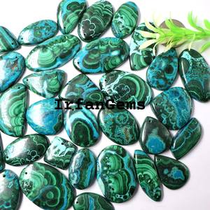 Cabujón de crisocola de malaquita. Diseñador ~ Natural verde azul malaquita crisocola piedra preciosa. Crisocola malaquita para joyería. - Product Image 5