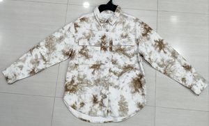 Chemise en velours côtelé tie-dye pour homme, col rabattu, boutonnée, manches longues, style streetwear - Product Image 1