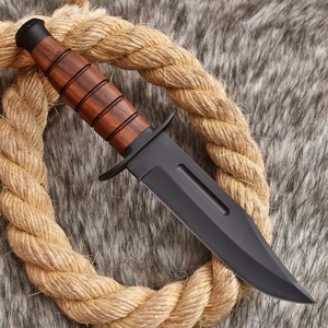 Cuchillo Bowie Táctico de Hoja Fija, Acero al Carbono, Punta Caída, Mango de Madera, para Caza, Supervivencia al Aire Libre, OEM - Product Image 4
