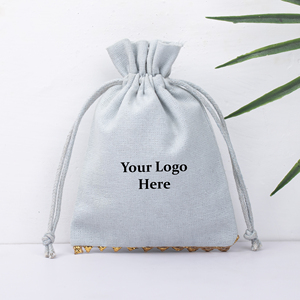 Handmade Promotional Branding Cotton <b>Drawstring</b> <b>Bag</b> Jewelry Packaging Pouch Custom Logo Printing Organizer - Product Image 5