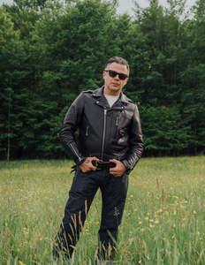 Men's Black Genuine Leather Motorcycle Jacket With Zipper Closure Turn-down Collar Regular Fit Moto Biker Style Autumn Wear - Product Image 1