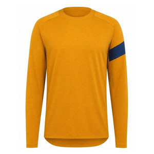 Maillot de cyclisme jaune moutarde à manches longues pour adultes, unisexe, respirant, léger, séchage rapide, vêtements de sport pour la course sur route, confort - Product Image 1